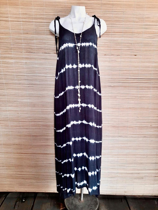 LONG DRESS DIANA Tie Dye Black/ White