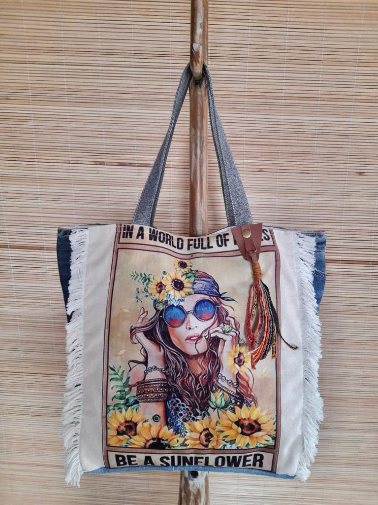 JEANS BAG SUN FLOWER - Lemongrass Bali Boutique