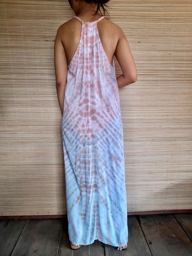 Bali Maxi Dress Tie Dye Blue And Pink
