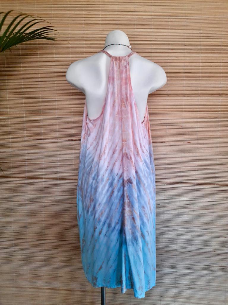 SHORT DRESS ROSE Tie Dye Pink, Grey/ Khaki, Beige/ Grey/ Pink and Coral - Lemongrass Bali Boutique