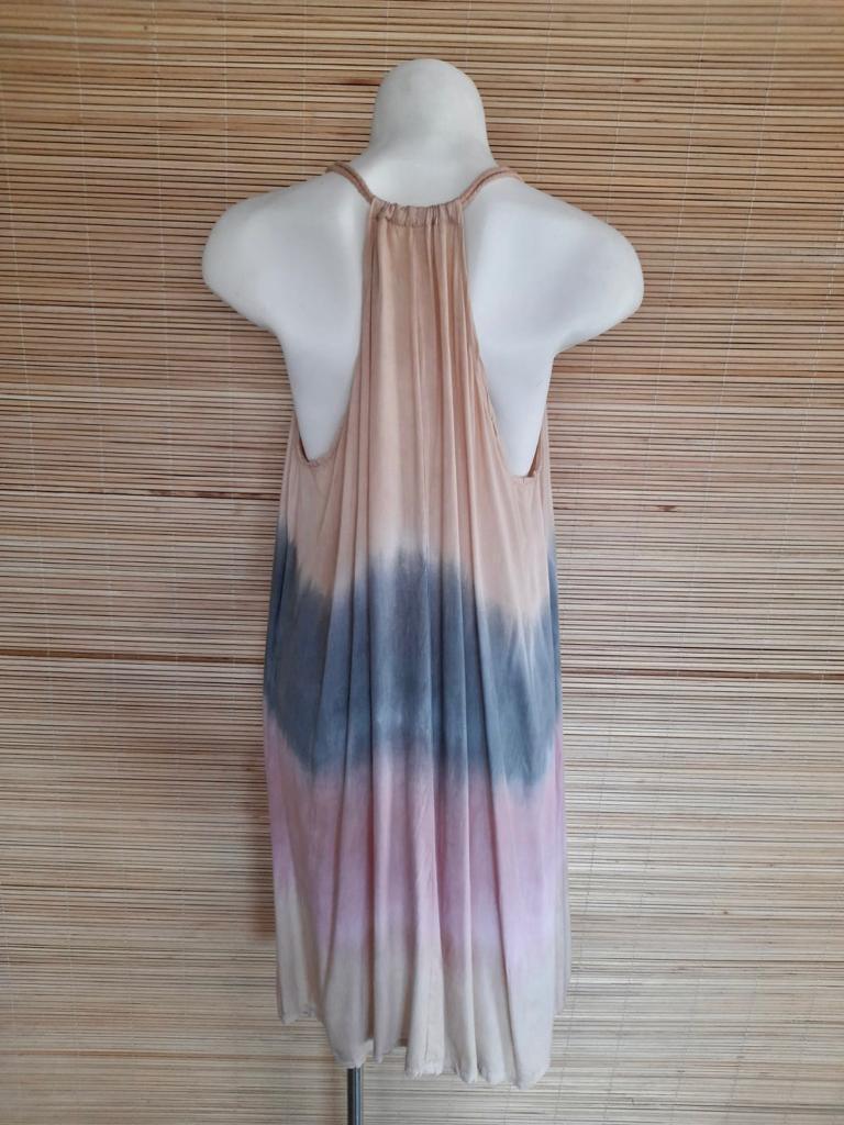 SHORT DRESS ROSE Tie Dye Pink, Grey/ Khaki, Beige/ Grey/ Pink and Coral - Lemongrass Bali Boutique