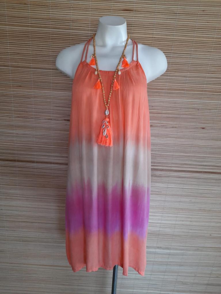 SHORT DRESS ROSE Tie Dye Pink, Grey/ Khaki, Beige/ Grey/ Pink and Coral - Lemongrass Bali Boutique